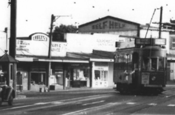 Historical photo of a tram