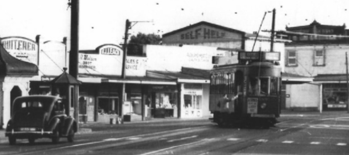 Historical photo of a tram